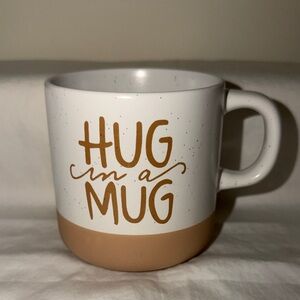 Charming White and Tan Mug - Hug in a Mug